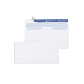 Briefumschlag CYGNUS ohne Fenster DIN lang 110x220mm mit Haftklebung 100g weiß mit blauem Innendruck FSC (PACK=500 STÜCK) Produktbild