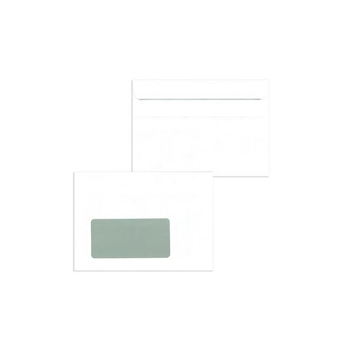 Briefumschlag mit Fenster C6 114x162mm selbstklebend 75g weiß mit grauem Innendruck (PACK=1000 STÜCK) Produktbild Front View L