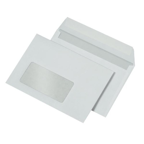 Briefumschlag mit Fenster C6 114x162mm mit Haftklebung 80g weiß mit grauem Innendruck (PACK=500 STÜCK) Produktbild Front View L