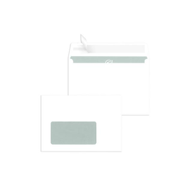 Briefumschlag mit Fenster C6 114x162mm mit Haftklebung 80g weiß mit grauem Innendruck (PACK=500 STÜCK) Produktbild