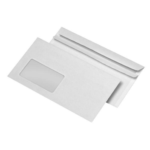 Briefumschlag mit Fenster DIN lang 110x220mm selbstklebend 75g weiß mit grauem Innendruck (PACK=1000 STÜCK) Produktbild Front View L