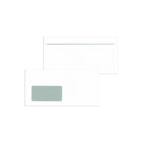 Briefumschlag mit Fenster DIN lang 110x220mm selbstklebend 75g weiß mit grauem Innendruck (PACK=1000 STÜCK) Produktbild Front View L