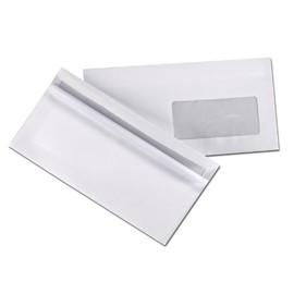 Briefumschlag mit Fenster rechts DIN lang 110x220mm selbstklebend 80g weiß mit grauem Innendruck (PACK=1000 STÜCK) Produktbild