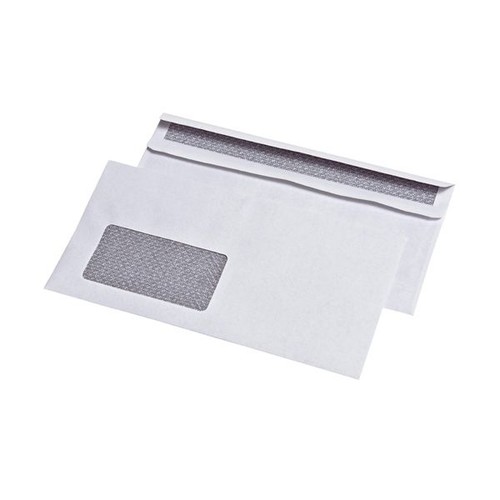 Briefumschlag mit Fenster DIN lang 110x220mm selbstklebend 75g weiß mit Zahlenmeer Innendruck+Sicherheitsschlitz (PACK=1000 STÜCK) Produktbild Front View L