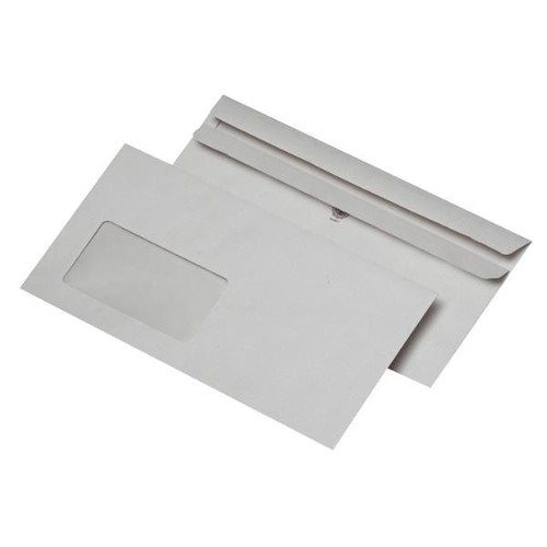 Briefumschlag mit Fenster DIN lang 110x220mm selbstklebend 75g grau Recycling Blauer Engel (PACK=1000 STÜCK) Produktbild Front View L