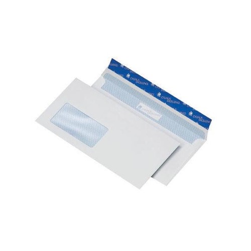 Briefumschlag CYGNUS mit Fenster DIN lang 110x220mm mit Haftklebung 100g weiß mit blauem Innendruck (PACK=500 STÜCK) Produktbild