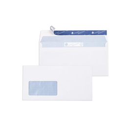 Briefumschlag CYGNUS mit Fenster DIN lang 110x220mm mit Haftklebung 100g weiß mit blauem Innendruck FSC (PACK=500 STÜCK) Produktbild