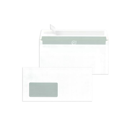 Briefumschlag mit Fenster DIN lang+ 114x229mm mit Haftklebung 80g weiß mit grauem Innendruck (PACK=500 STÜCK) Produktbild