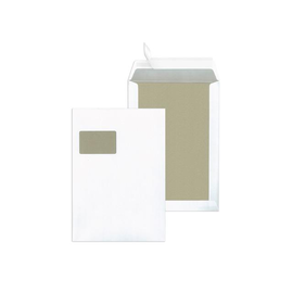 Versandtasche mit Fenster und Papprückwand C4 229x324mm mit Haftklebung 120g weiß Offset (PACK=100 STÜCK) Produktbild