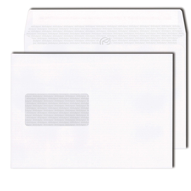 Briefumschlag mit Fenster C5 162x229mm Laserbedruckbar mit Haftklebung 100gweiß Öffnung an der langen Seite (PACK=250 STÜCK) Produktbild