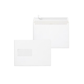 Briefumschlag mit Fenster C5 162x229mm Laserbedruckbar mit Haftklebung 100gweiß Öffnung an der langen Seite (PACK=250 STÜCK) Produktbild