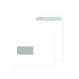 Versandtasche mit Fenster C5 162x229mm selbstklebend 90g weiß Offset mit grauem Innendruck (PACK=500 STÜCK) Produktbild