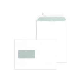 Versandtasche mit Fenster C5 162x229mm mit Haftklebung 90g weiß Offset mit grauem Innendruck (PACK=500 STÜCK) Produktbild