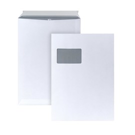 Versandtasche mit Fenster C4 229x324mm mit Haftklebung 120g weiß Offset mit grauem Innendruck (PACK=250 STÜCK) Produktbild