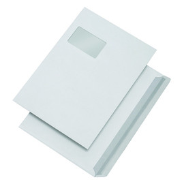 Versandtasche mit Fenster C4 229x324mm mit Haftklebung 100g weiß mit grauem Innendruck Öffnung an der langen Seite (PACK=500 STÜCK) Produktbild