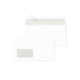 Briefumschlag /Faltentasche mit Fenster DIN lang+ 125+10x235mm mit Haftklebung 80g weiß und 10 mm Seitenfalte (PACK=500 STÜCK) Produktbild