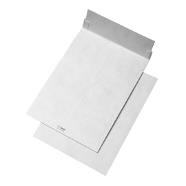 Faltentasche TYVEK ohne Fenster B4 250x353x38mm mit Haftklebung 55g weiß Spitzboden (PACK=100 STÜCK) Produktbild