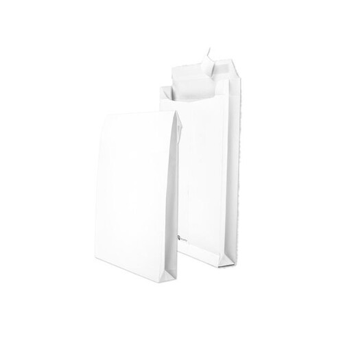 Faltentasche SECURITEX ohne Fenster B4 250x353x50mm mit Haftklebung 130g weiß Klotzboden,Reißfest, Feuchtigkeitsschutz (PACK=100 STÜCK) Produktbild