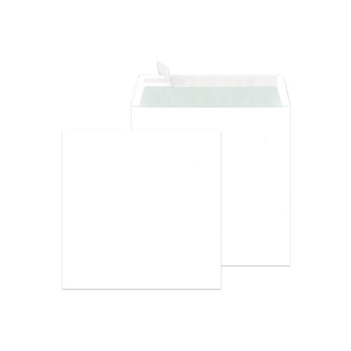 Briefumschlag ohne Fenster 1/6 DIN 220x220mm mit Haftklebung 100g weiß mit grauem Innendruck (PACK=500 STÜCK) Produktbild Front View L
