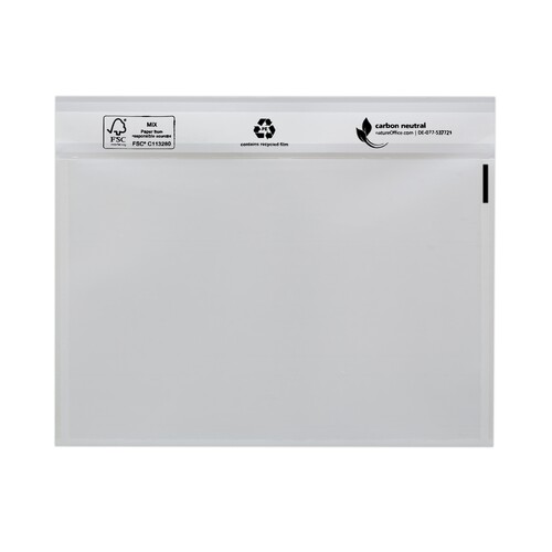 LDPE Begleitpapiertasche transparent C6 175 x 138mm / ohne Druck / Rezyclat Repetierverschluss (PACK=1000 STÜCK) Produktbild Front View L