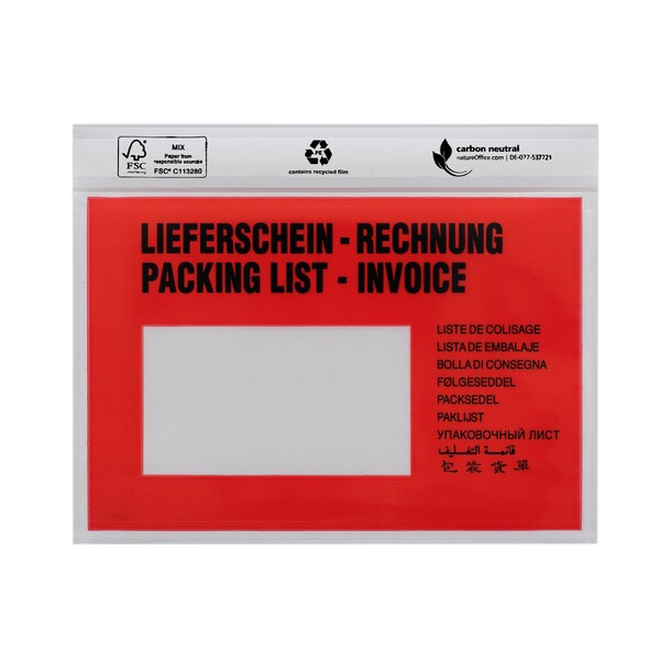 LDPE Begleitpapiertasche C6 175 x 138mm / Lieferschein-Rechnung mit Rezyclat (PACK=250 STÜCK) Produktbild