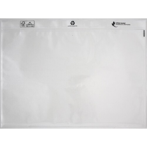 LDPE Begleitpapiertasche transparent C4 340 x 250mm / ohne Druck mit Rezyclat (PACK=500 STÜCK) Produktbild Front View L