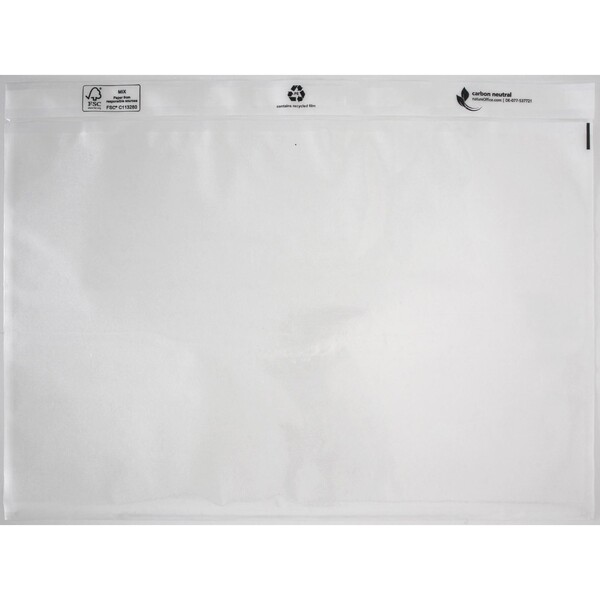 LDPE Begleitpapiertasche transparent C4 340 x 250mm / ohne Druck mit Rezyclat (PACK=500 STÜCK) Produktbild Front View XL