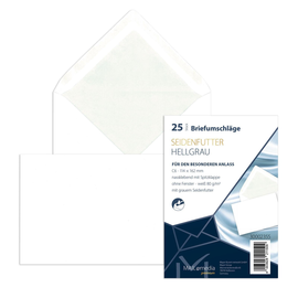 Briefumschlag ohne Fenster mit Seidenfutter C6 114x162mm nassklebend 80g weiß (PACK=25 STÜCK) Produktbild