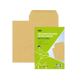 Versandtasche ohne Fenster C4 229x324mm nassklebend 90g braun Natron Recyclingmaterial (PACK=100 STÜCK) Produktbild