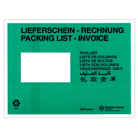 Papier Begleitpapiertasche C5 grün 240 x 175mm / Lieferschein-Rechnung (PACK=1000 STÜCK) Produktbild