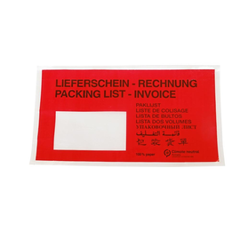 Papier Begleitpapiertasche DL rot 240 x 135mm / Lieferschein-Rechnung (PACK=1000 STÜCK) Produktbild