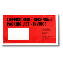 Papier Begleitpapiertasche DL rot IM: 225x120mm / Lieferschein-Rechnung (PACK=1000 STÜCK) Produktbild