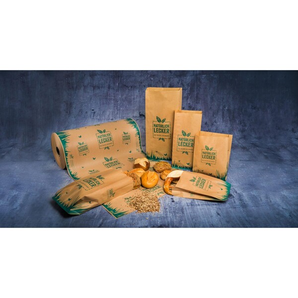 Faltenbeutel natürlich lecker braun Recyclingpapier 35g 12x5x28cm (PACK=1000 STÜCK) Produktbild Additional View 2 XL