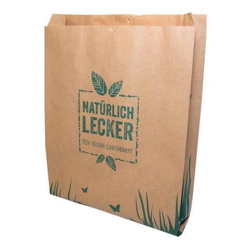 Faltenbeutel natürlich lecker braun Recyclingpapier 35g 17x5x23cm (PACK=1000 STÜCK) Produktbild