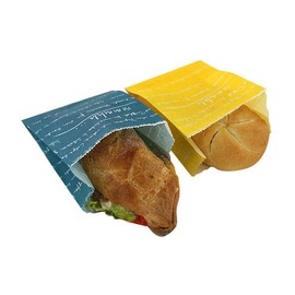 Snackbeutel Pergament mmmhh 12x6x13cm gelb und blau (PACK=2000 STÜCK) Produktbild