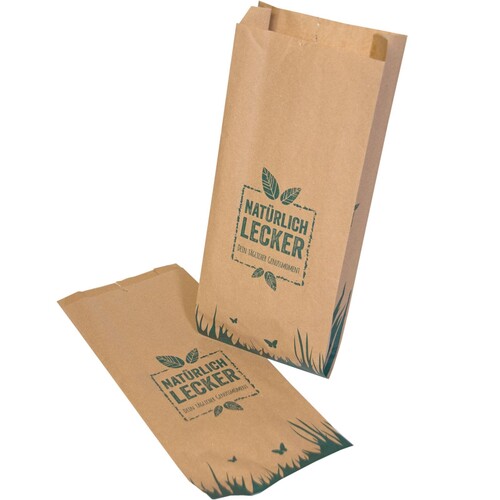 Faltenbeutel natürlich lecker braun Recyclingpapier 35g 14x8x32cm (PACK=1000 STÜCK) Produktbild