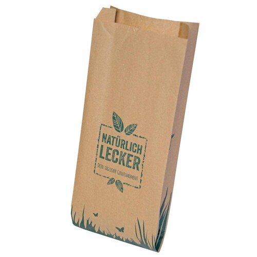 Faltenbeutel natürlich lecker braun Recyclingpapier 35g 14x8x32cm (PACK=1000 STÜCK) Produktbild Additional View 1 L