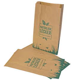 Faltenbeutel natürlich lecker braun Recyclingpapier 40g 20x7x35cm (PACK=1000 STÜCK) Produktbild