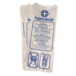 Hygienebeutel Papier Neutraldruck 120x50x280mm / 35g / weiß (PACK=1000 STÜCK) Produktbild