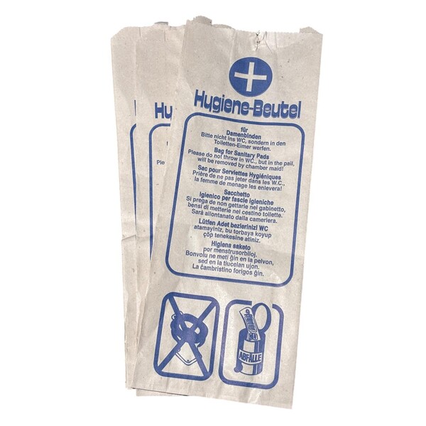Hygienebeutel Papier Neutraldruck 120x50x280mm / 35g / weiß (PACK=1000 STÜCK) Produktbild Front View XL