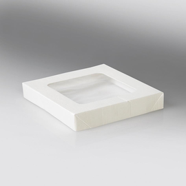 Deckel mit PLA Fenster für Snackbox Umami 470ml / 120x120x25mm / weiß (KTN=200 STÜCK) Produktbild