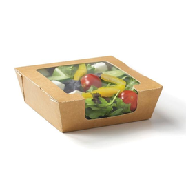 Snackbox mit angehängtem Deckel und Zellulose-Fenster S Greet / 127x65x55mm braun (KTN=480 STÜCK) Produktbild