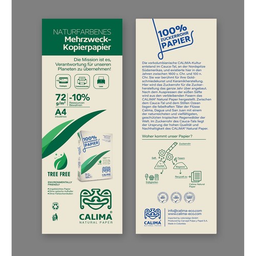 Kopierpapier Calima 100% Zuckerrohr A4 75g natural (PACK=500 BLATT) Produktbild Additional View 1 L