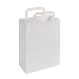 Papiertragetaschen 22x10x28cm 70g weiß Papierflachhenkel (KTN=250 STÜCK) Produktbild