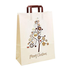 Papiertragetaschen Merry Christmas 32x14x42cm / 80g / mit Flachhenkel Produktbild