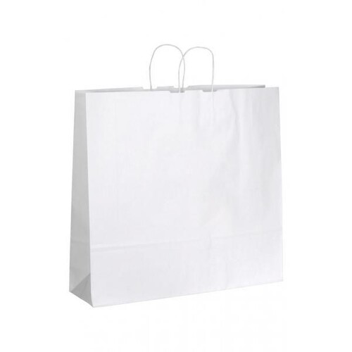 Papiertragetasche weiß 110g / 54x15x49cm mit gedrehter Papierkordel (KTN=100 STÜCK) Produktbild Front View L