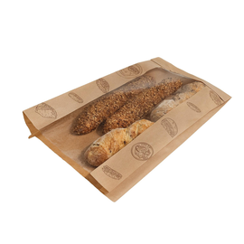 Sichtstreifenbeutel Neutraldruck 20x9x36cm 40g braun Recycling (PACK=500 STÜCK) Produktbild