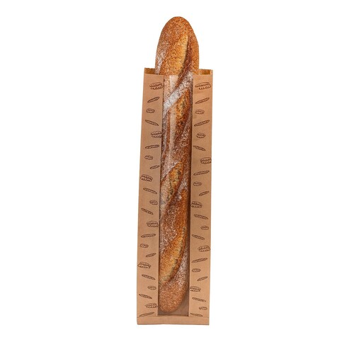 Baguettefaltenbeutel mit Sichtfenster 12x5,5x61cm braun Recycling (PACK=500 STÜCK) Produktbild Additional View 2 L