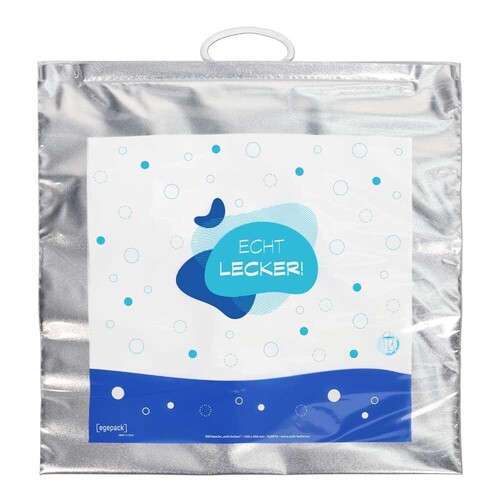 PE Thermo-Tragetaschen Echt lecker 45x45cm mit Doppelgriff (PACK=50 STÜCK) Produktbild Front View L