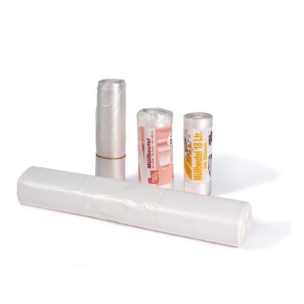 Müllbeutel 20l / 6µ / 450x540mm / transparent / HDPE / Standard (RLL=50 STÜCK) Produktbild Additional View 1 XL